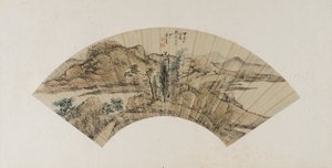 Paisagem montanhosa, dinastia Qing, 1754 (tinta e cor sobre papel)